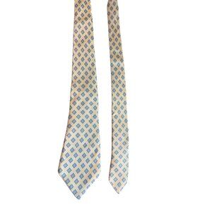 Vintage Italian Silk Mens Necktie Geometric Yellow Blue Dad Gift Easter Spring